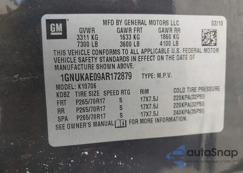 2010 Chevrolet Tahoe Ls z USA, uszkodzony, nr VIN 1GNUKAE09AR172879